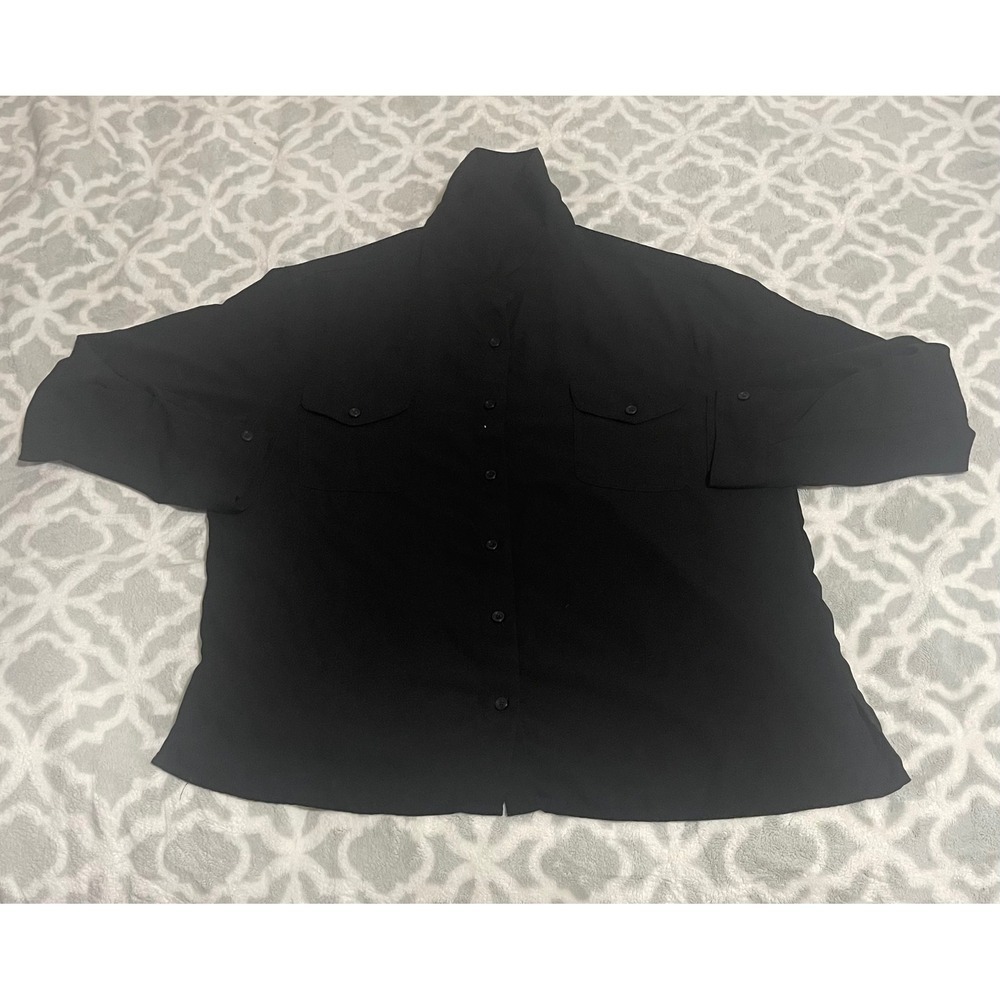 Covington Black Button Up Shirt Long Sleeve‎ Collared Pockets Size L G 14 16